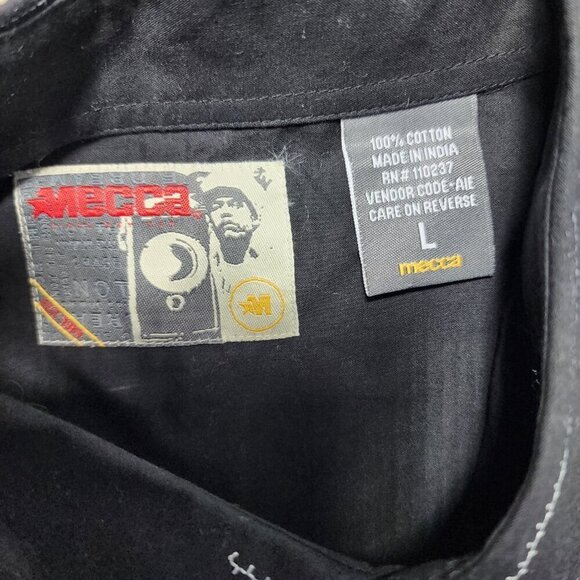 Vintage Mecca Long Sleeve Shirt Large Black Button Up Skater Baggy Oversized Y2K - Picture 4 of 6